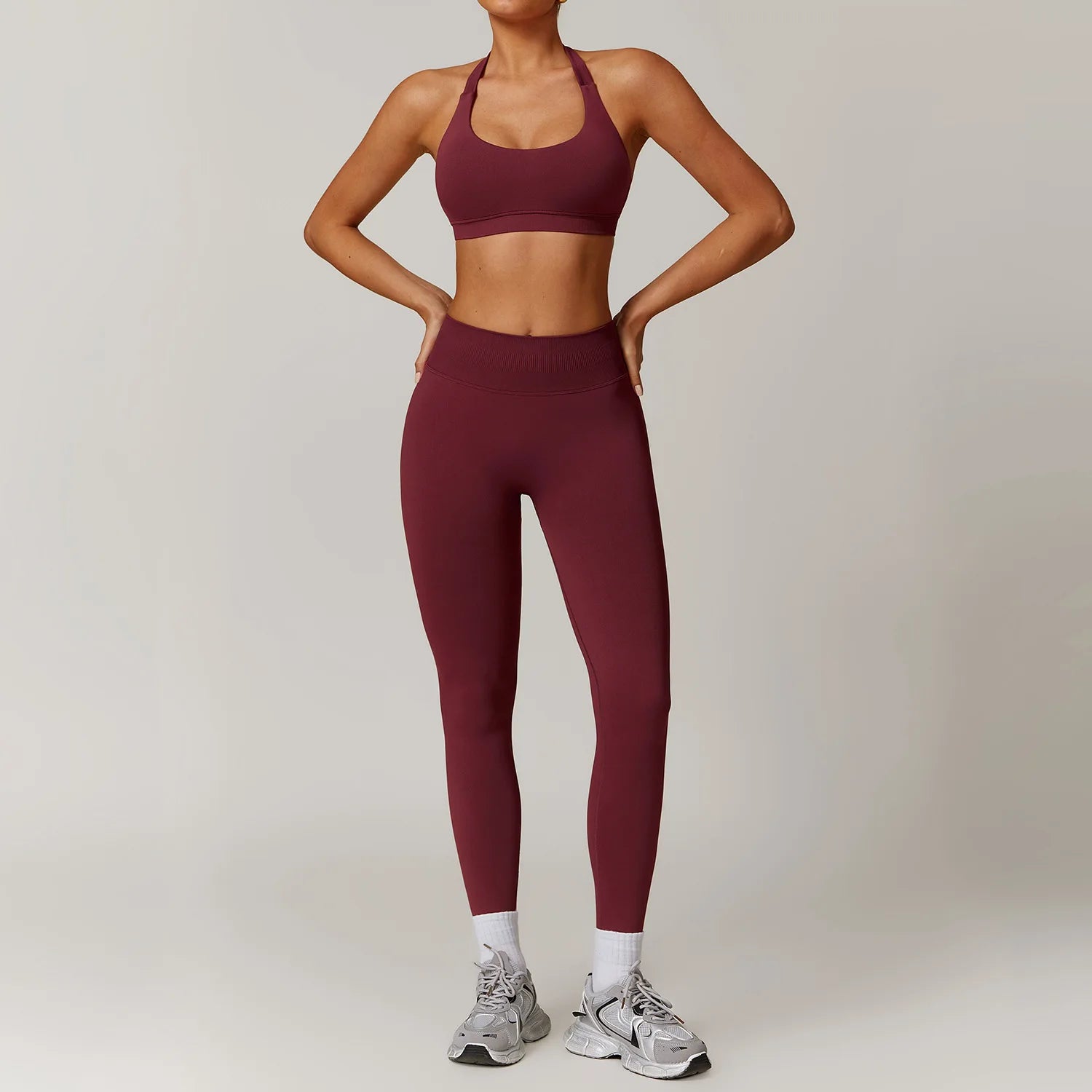 2-teiliger Hanging Neck Sport-BH mit Leggings Set