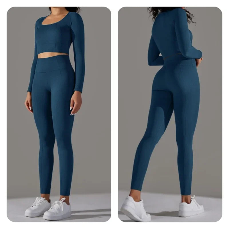 2-teiliges Eleganz-Seamless Langärmliger Sport-Set