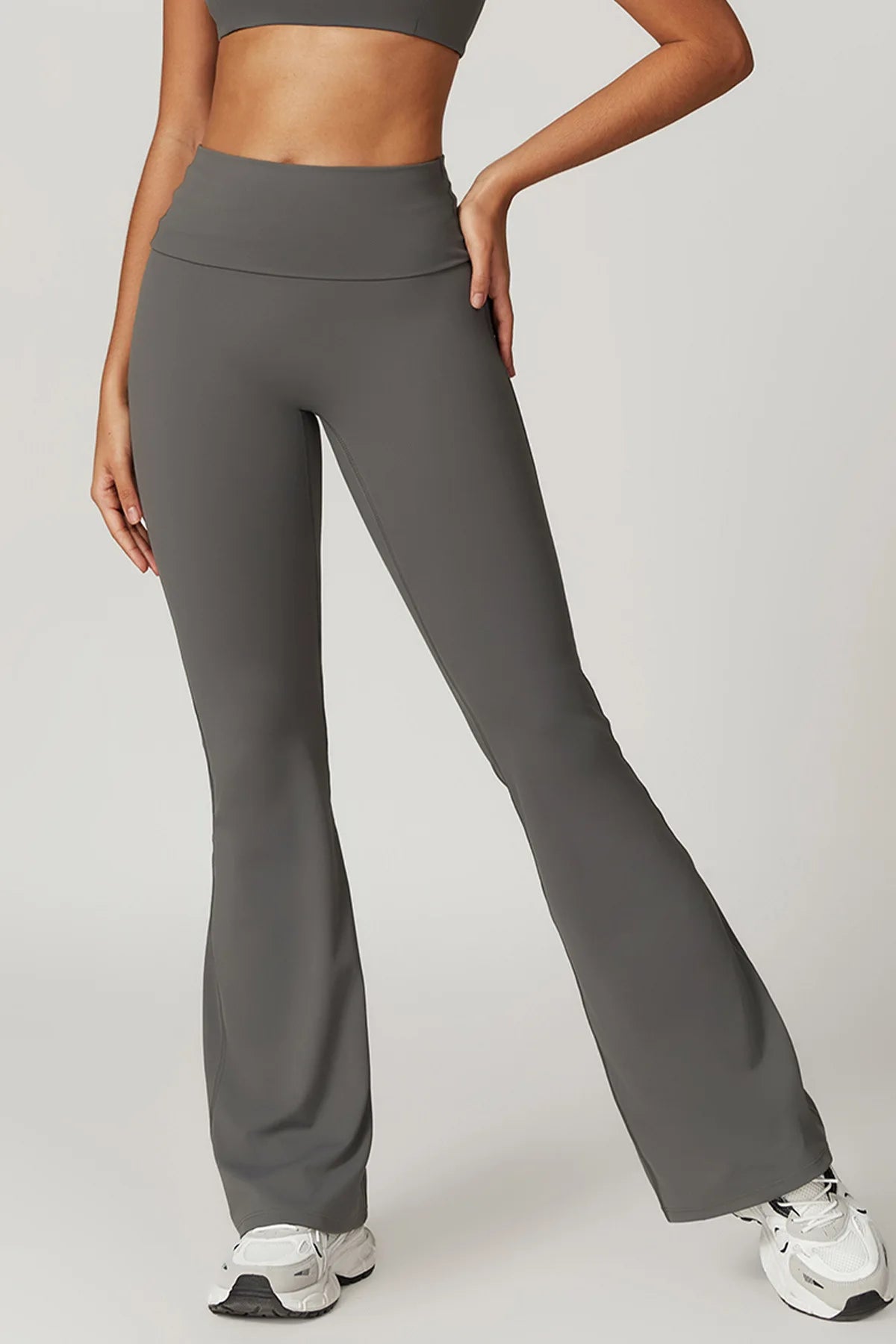 Gefalteter Taillenbund Flared Sport Leggings
