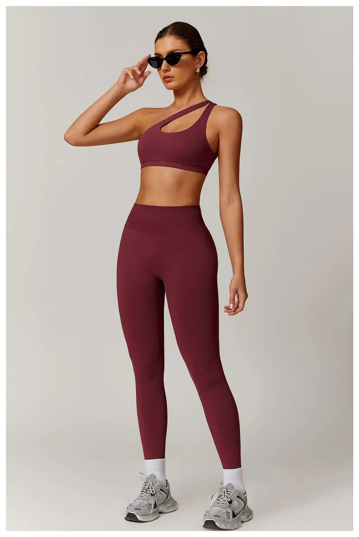 2. teiliger One-Shoulder Sport-BH mit Leggings