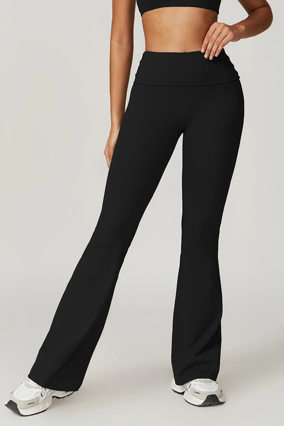Gefalteter Taillenbund Flared Sport Leggings