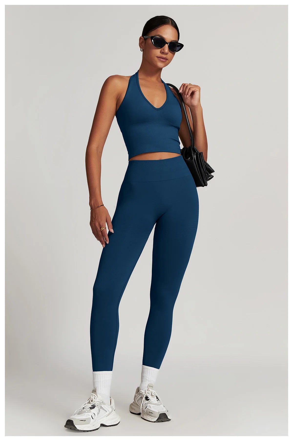 2-Teiliger Fitness Set Hanging Neck Top mit Leggings