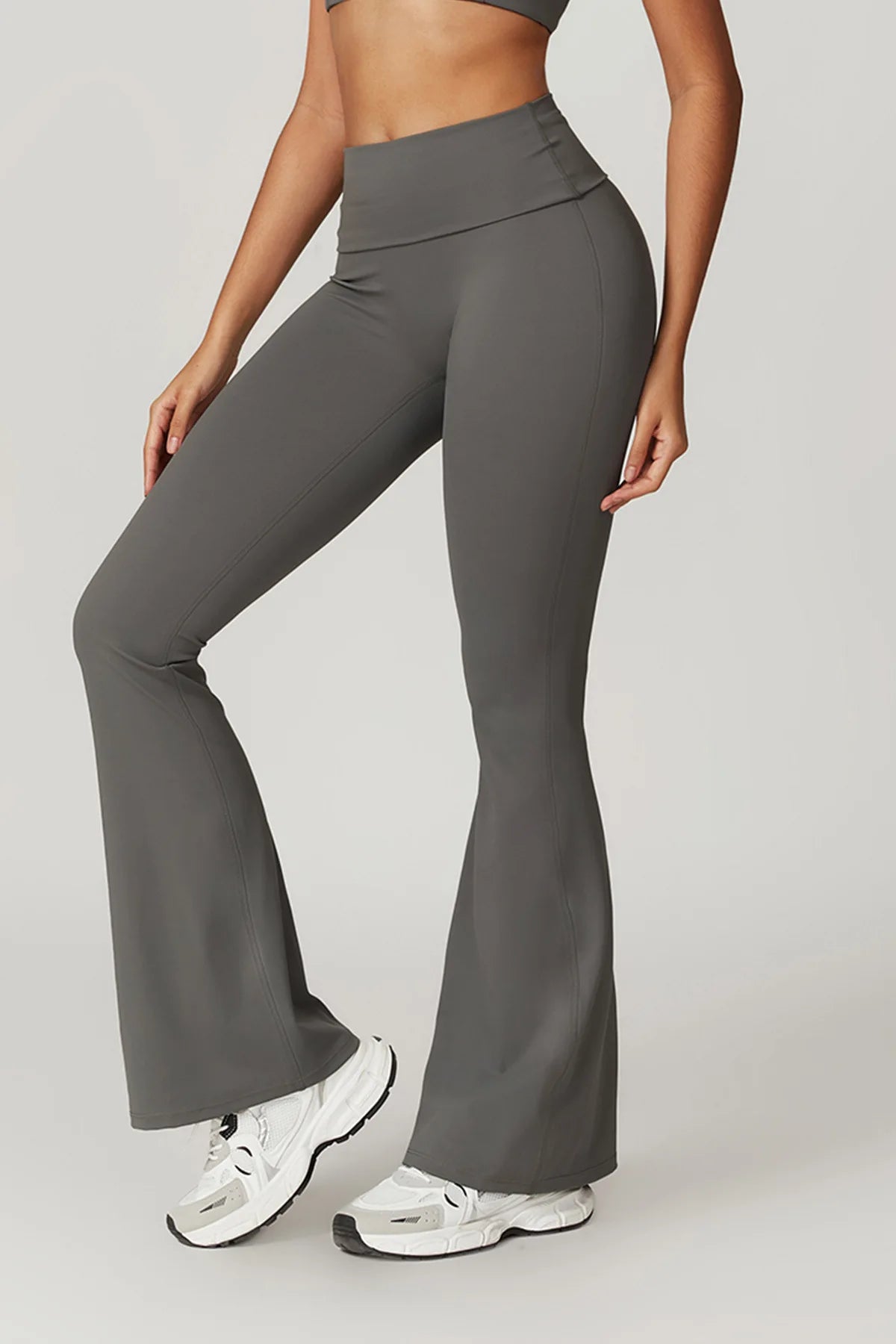 Gefalteter Taillenbund Flared Sport Leggings