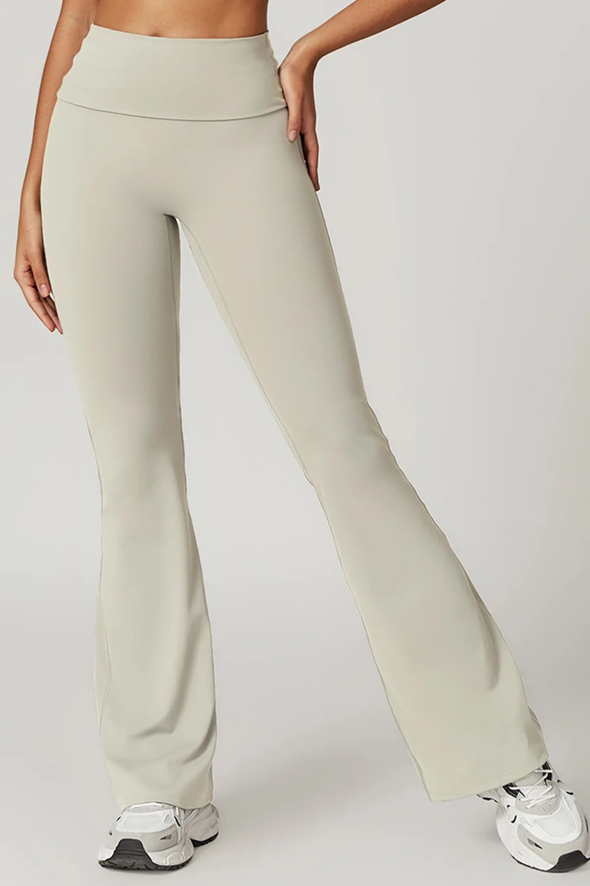 Gefalteter Taillenbund Flared Sport Leggings