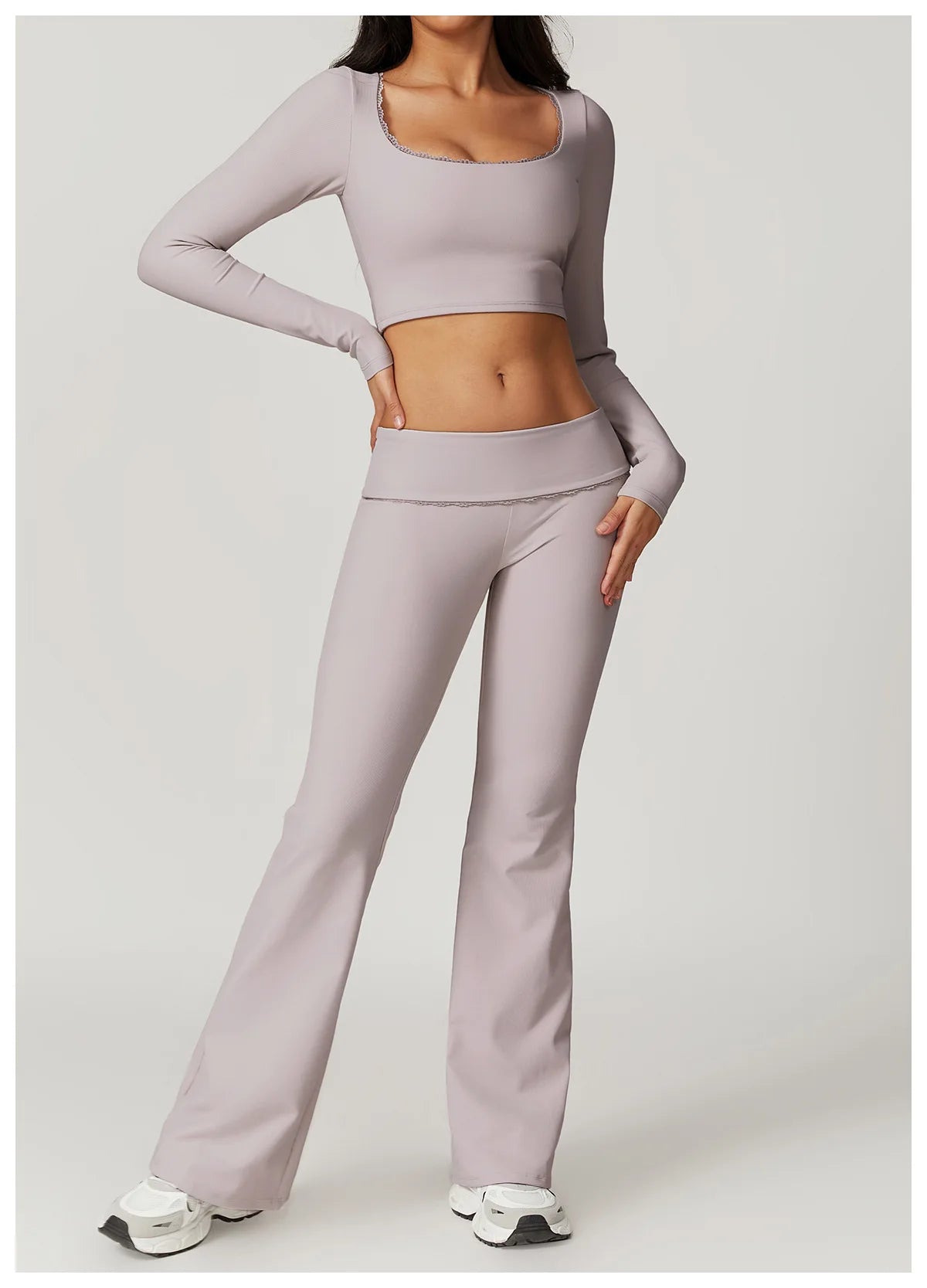 2-Teiligen Ribbed Gym Long Sleeve Set