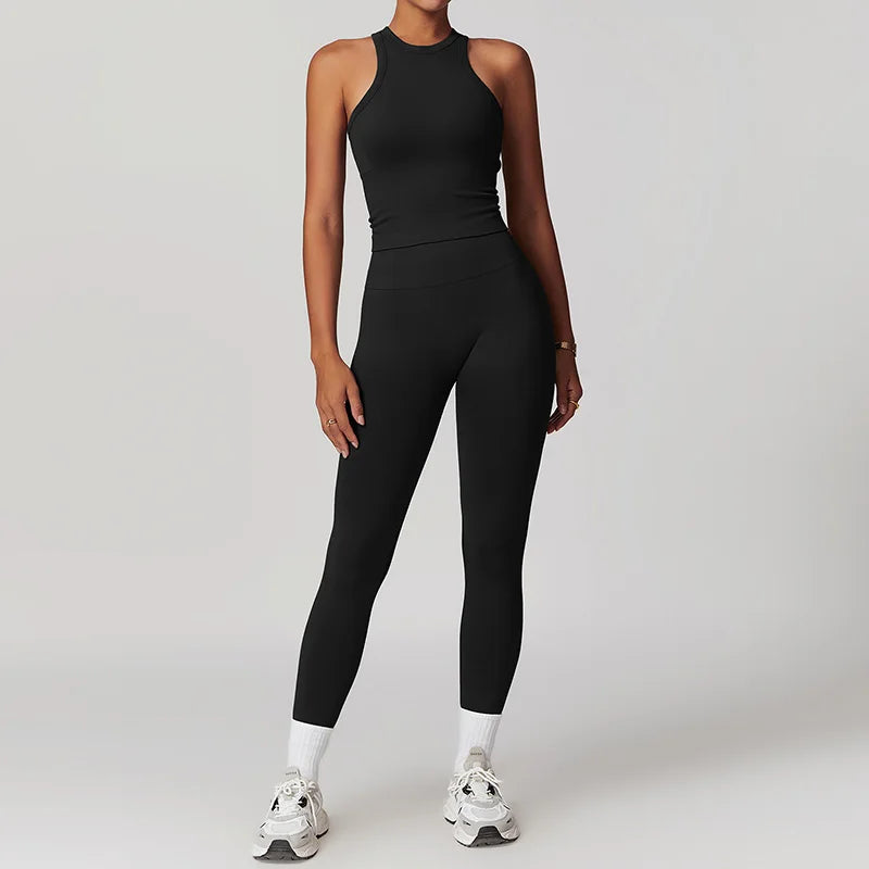 2-Teiliger Fitness Set Crop-Top mit Leggings