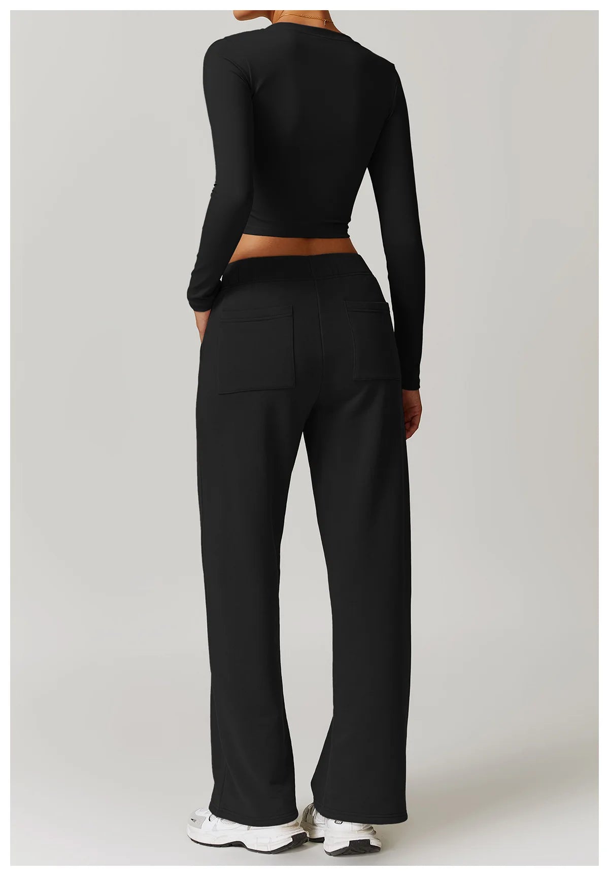 2-teiligen Gym Set Sweatpants mit Long-Sleeve Crop-Top
