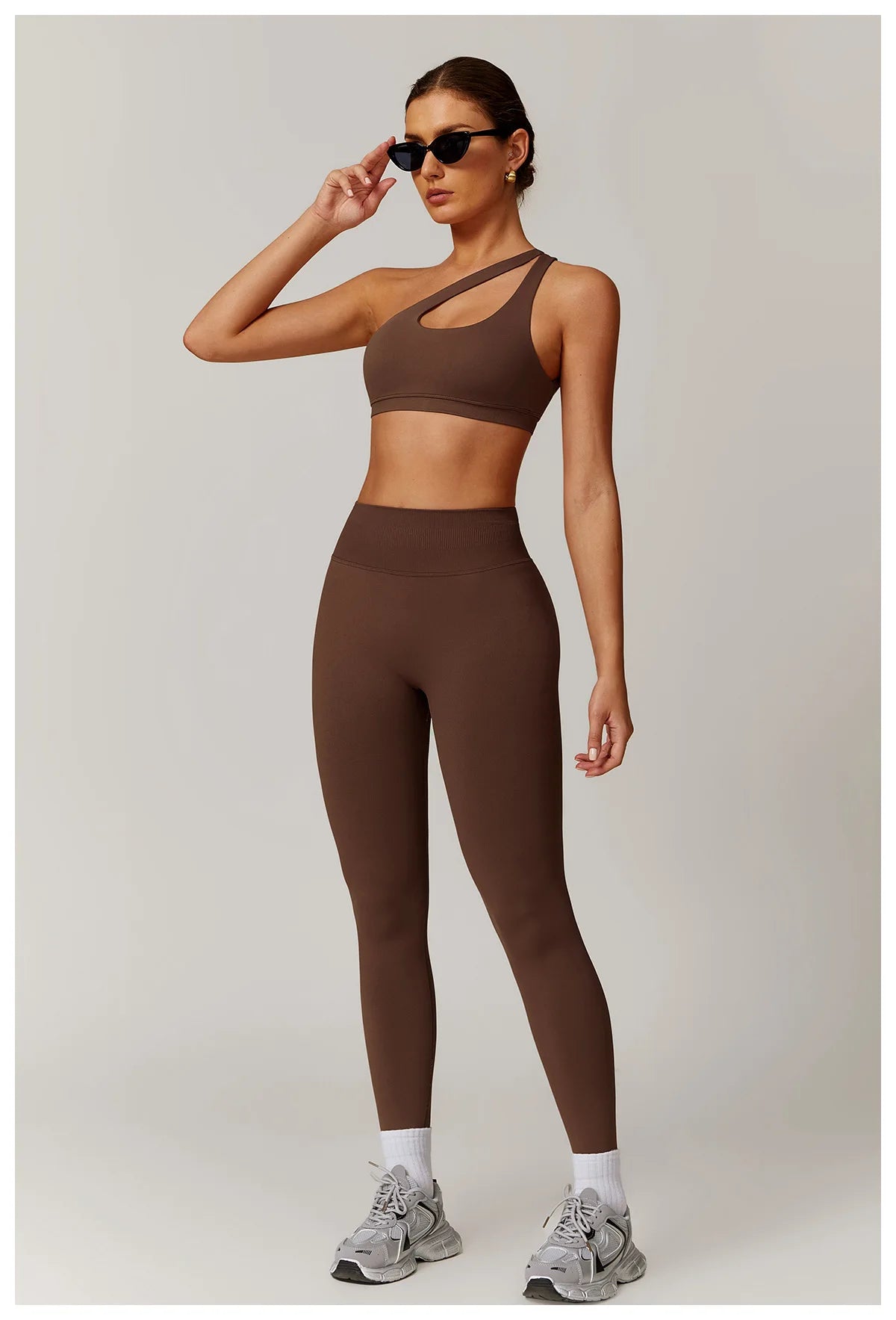2. teiliger One-Shoulder Sport-BH mit Leggings