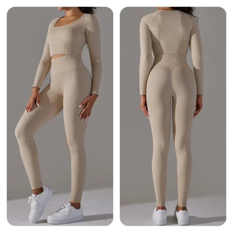 2-teiliges Eleganz-Seamless Langärmliger Sport-Set