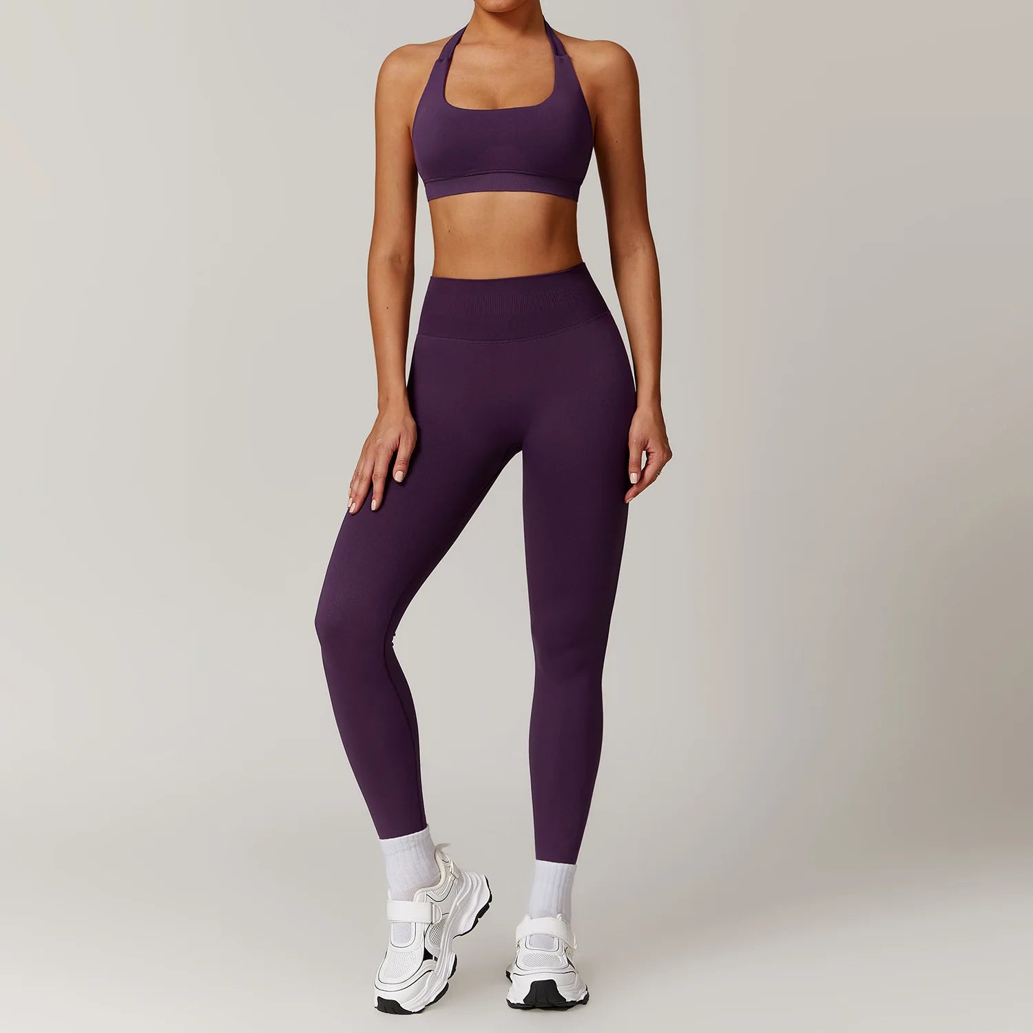 2-teiliger Hanging Neck Sport-BH mit Leggings Set