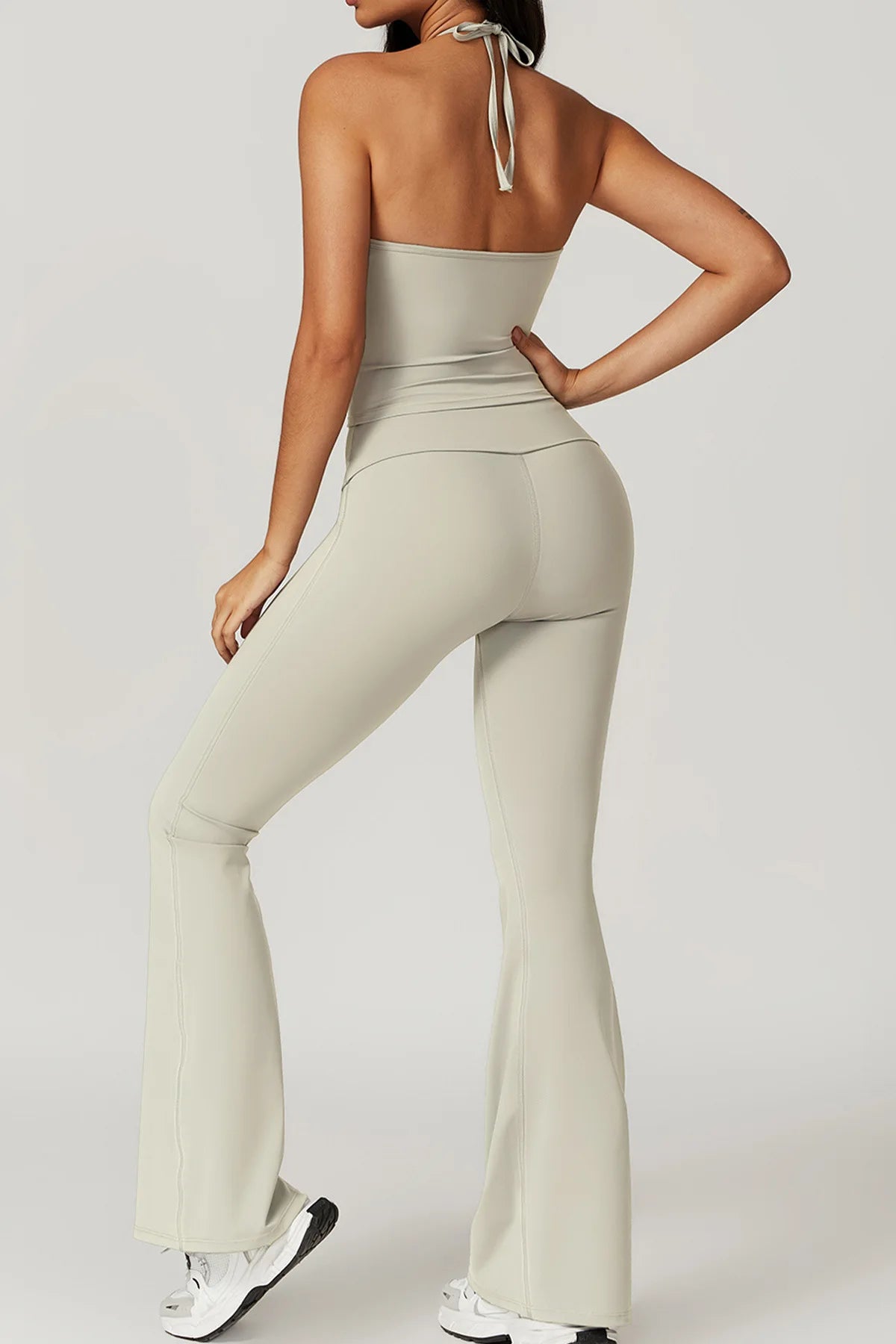 Gefalteter Taillenbund Flared Sport Leggings