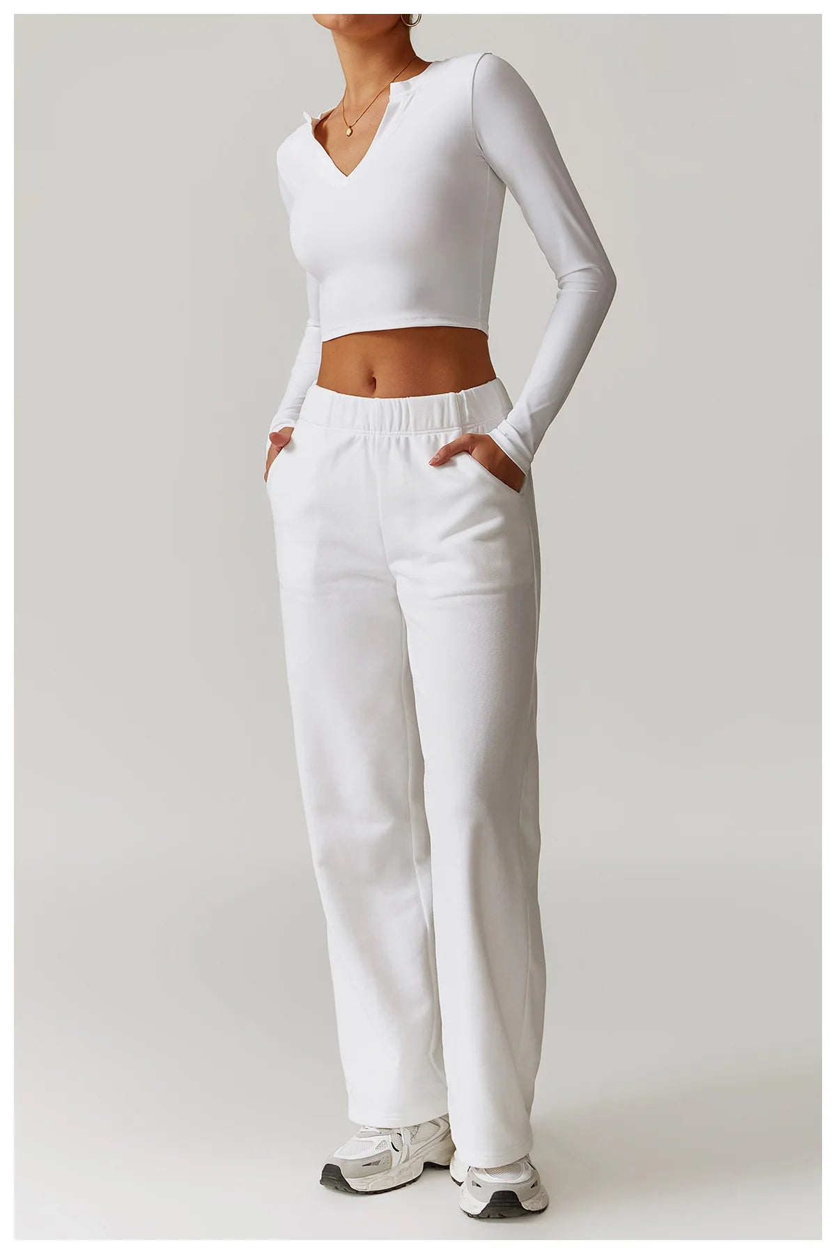 2-teiligen Gym Set Sweatpants mit Long-Sleeve Crop-Top