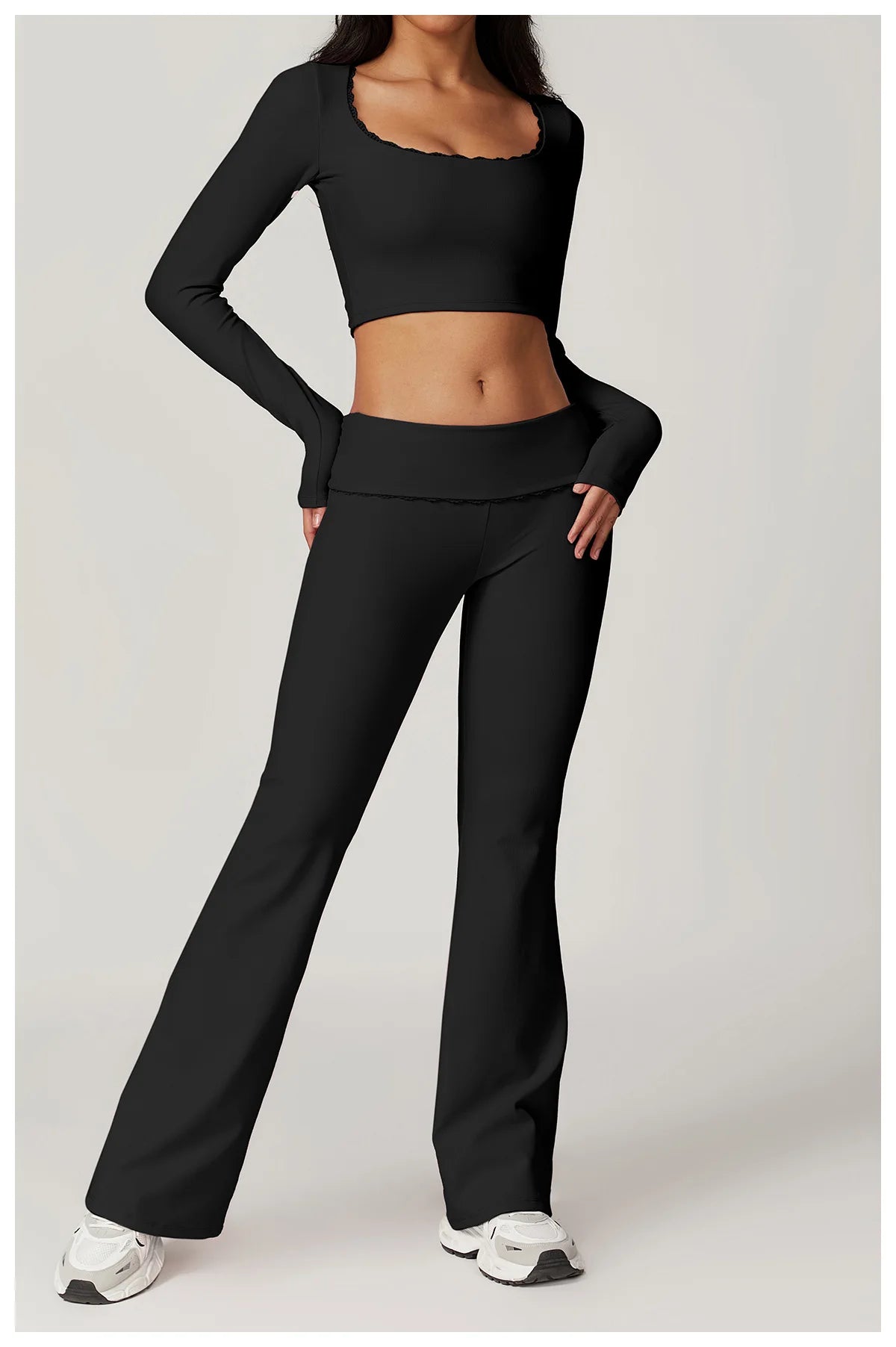 2-Teiligen Ribbed Gym Long Sleeve Set