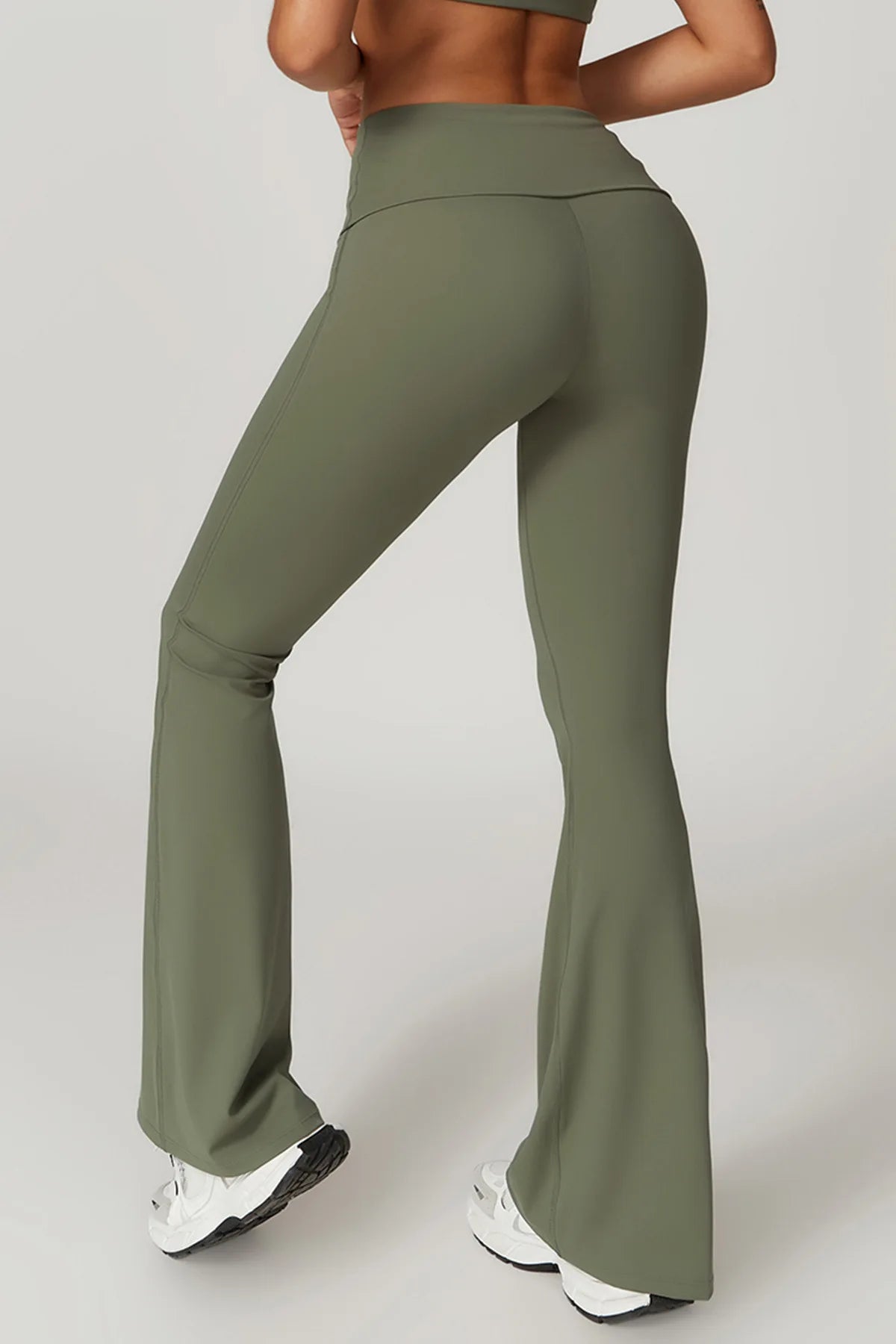 Gefalteter Taillenbund Flared Sport Leggings