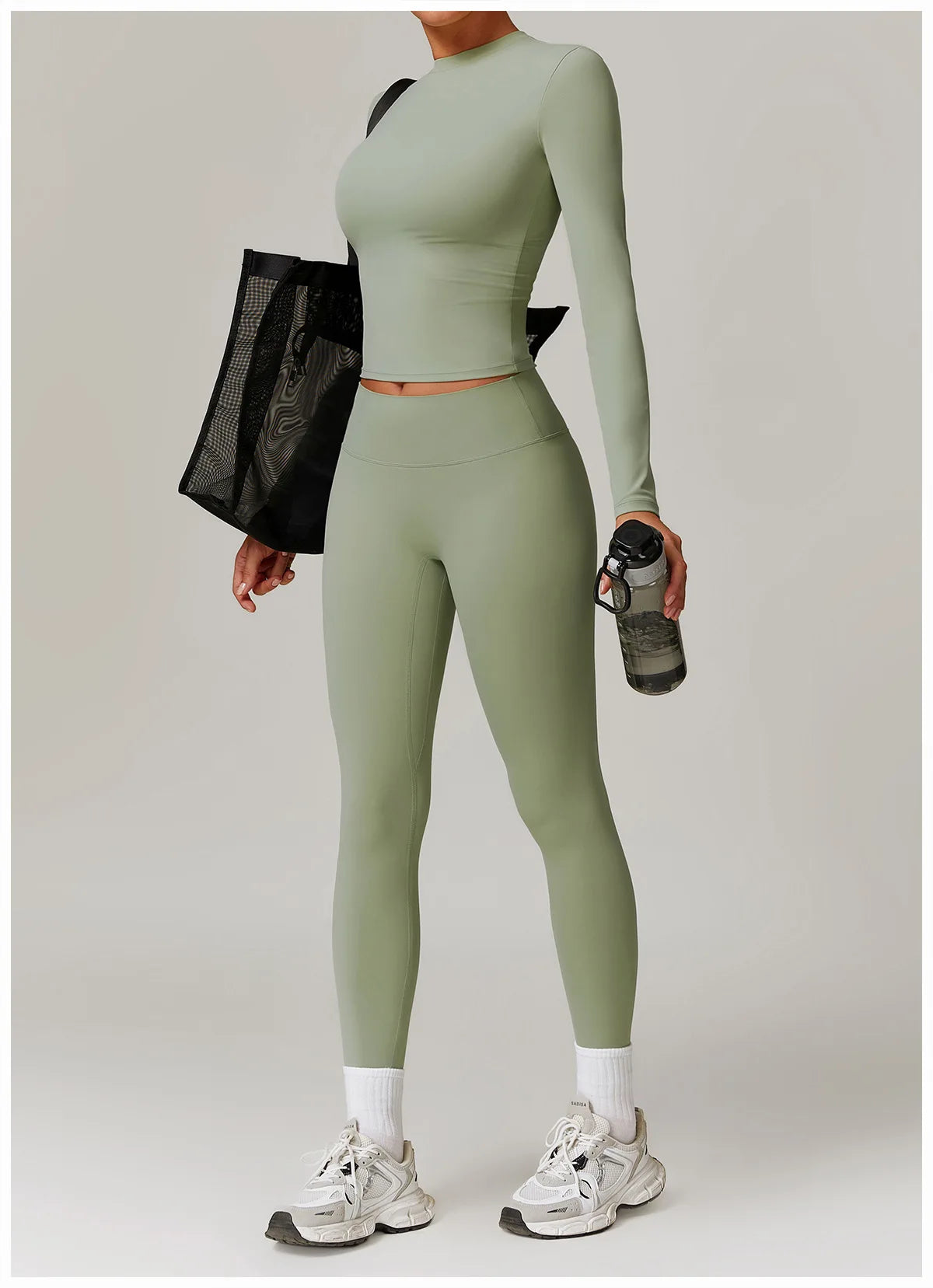 2-teiliges Langärmliges Sportshirt mit Leggings Set