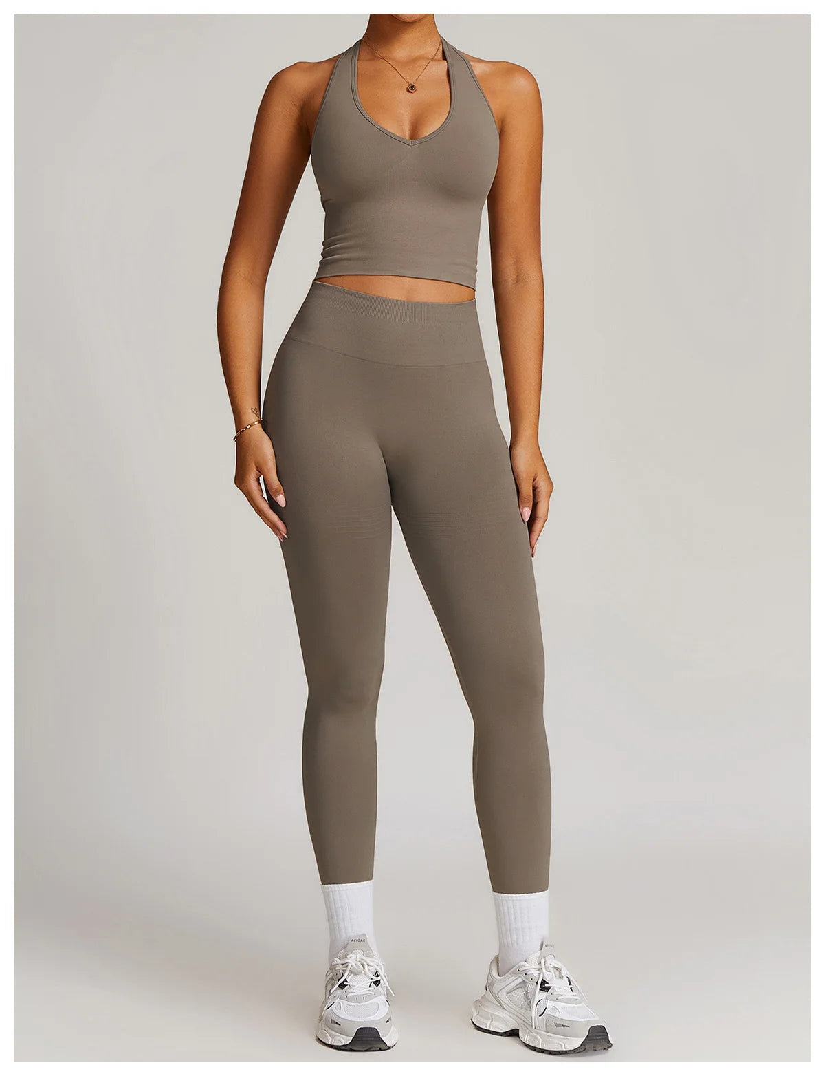 2-Teiliger Fitness Set Hanging Neck Top mit Leggings