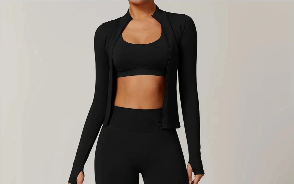 3-teiliges Set (Sport-BH, Leggings und Sport-Jacke)