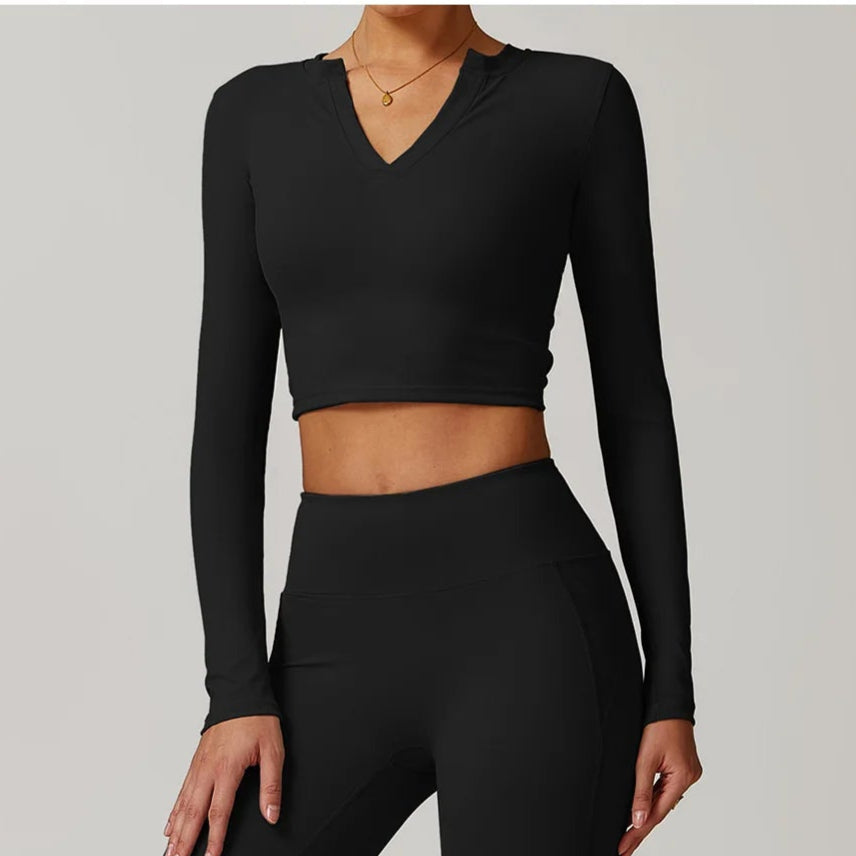 2-teiligen Holiday Vibe Gym Set Flared Leggings mit Long-Sleeve Crop Top