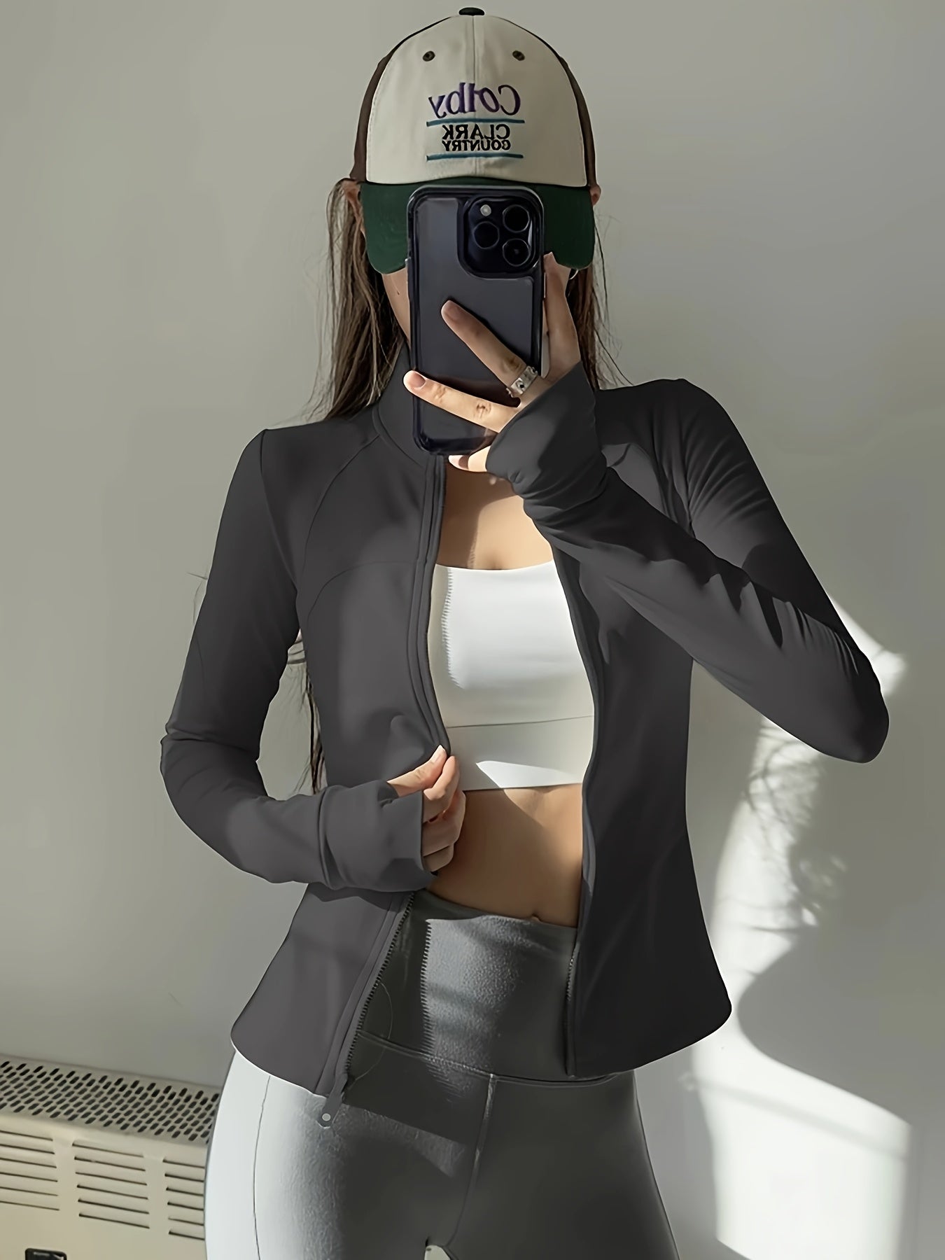 Fleecegefütterte Sportjacke mit Stehkragen