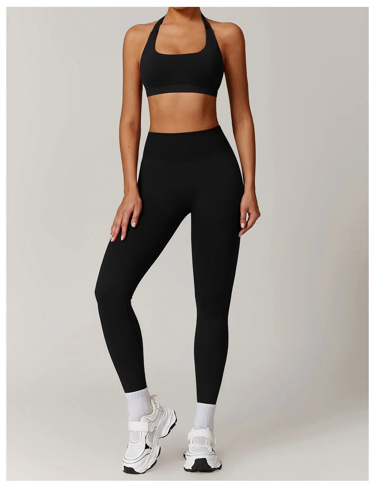 2-teiliger Hanging Neck Sport-BH mit Leggings Set