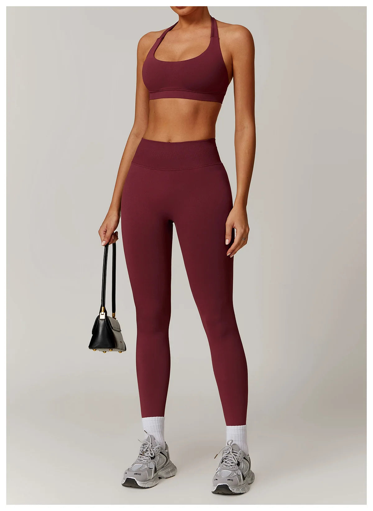 2-teiliger Hanging Neck Sport-BH mit Leggings Set