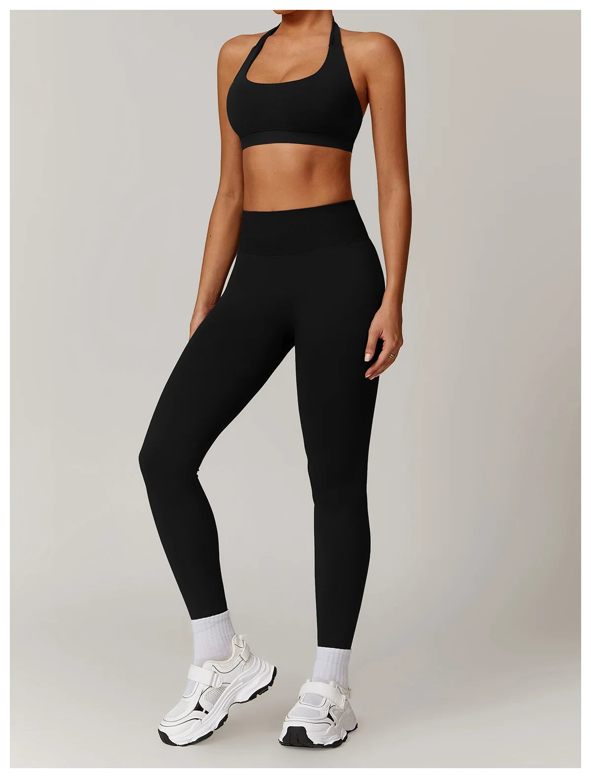 2-teiliger Hanging Neck Sport-BH mit Leggings Set