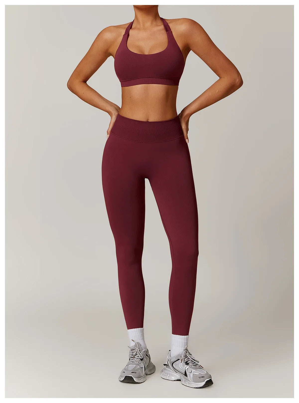 2-teiliger Hanging Neck Sport-BH mit Leggings Set