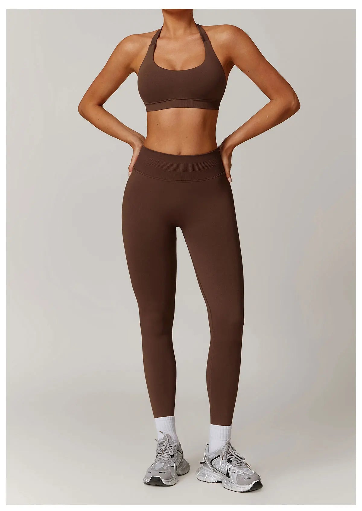 2-teiliger Hanging Neck Sport-BH mit Leggings Set