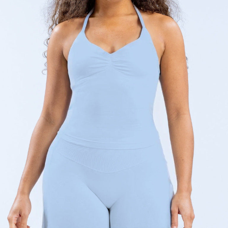 Strappy Backless Tank Tops & Shaping Shorts Set